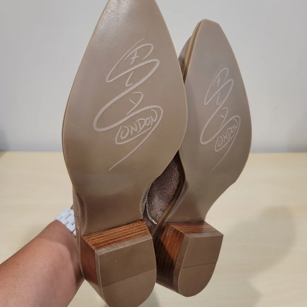 Sz 39 EU / 8 US Fly London "Yulo" Rose Gold Wedge Mules - Picture 6 of 10